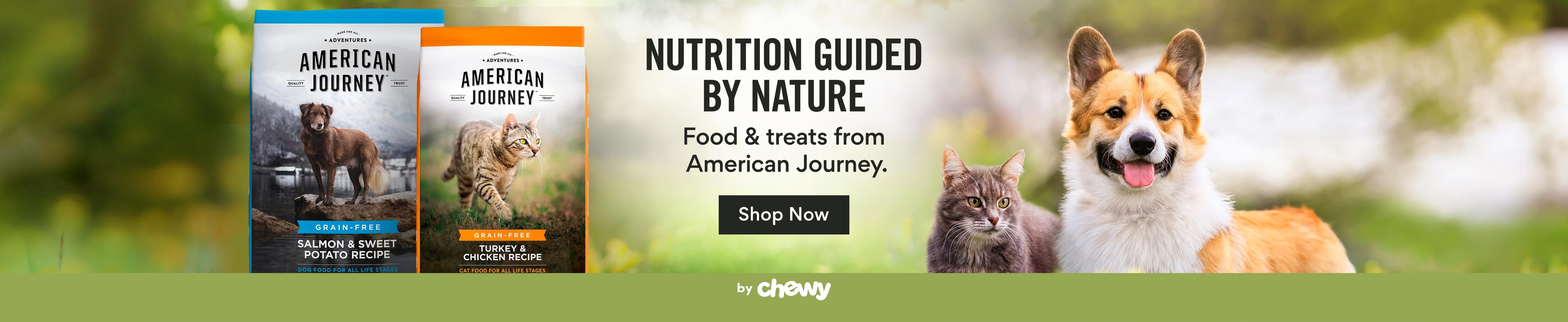 nutrition guided by nature. Food and treats from American Journey by chewy.